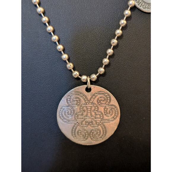 Silver Tone Bead Ball Chain W/ Medallian Charm Dangles & Lobster Claw Clasp - Picture 4 of 9